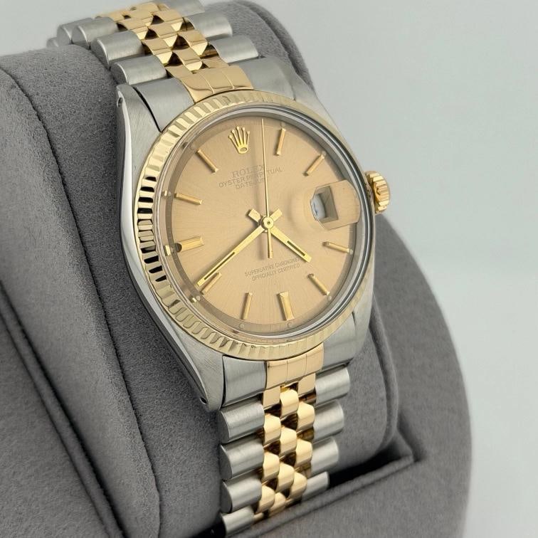 Vintage Rolex Datejust 1601 36mm Bronze Dial Pie Pan 18k Gold Stainless Steel - 11