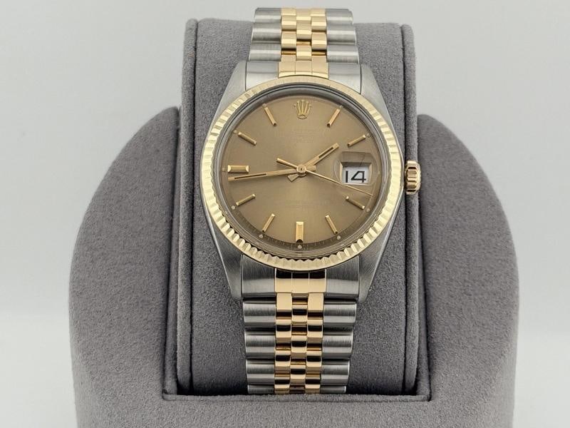Vintage Rolex Datejust 1601 36mm Bronze Dial Pie Pan 18k Gold Stainless Steel - 2
