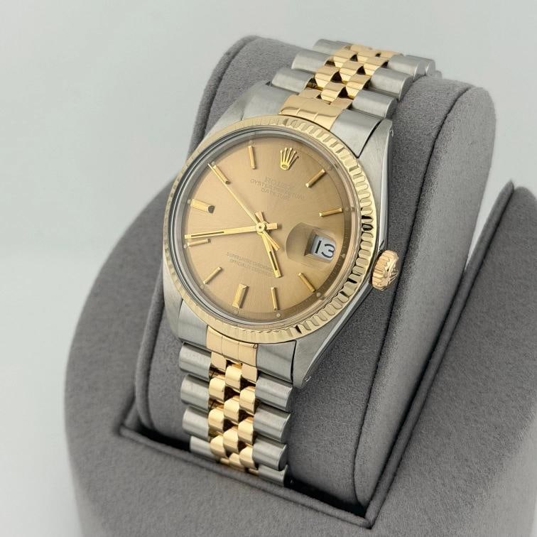 Vintage Rolex Datejust 1601 36mm Bronze Dial Pie Pan 18k Gold Stainless Steel - 6