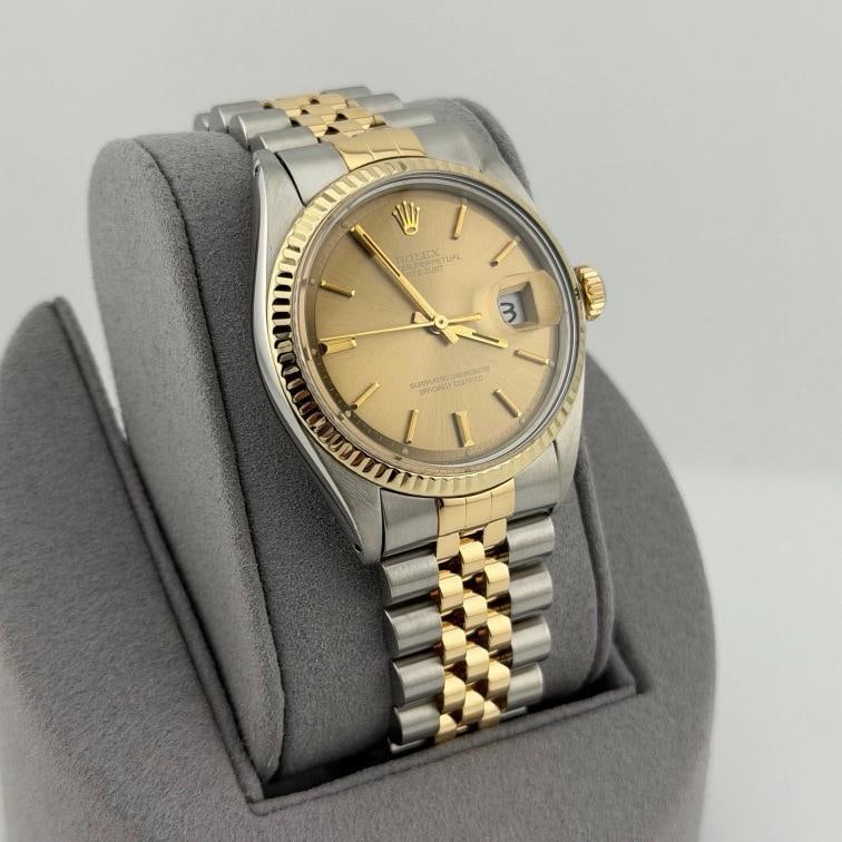 Vintage Rolex Datejust 1601 36mm Bronze Dial Pie Pan 18k Gold Stainless Steel - 8