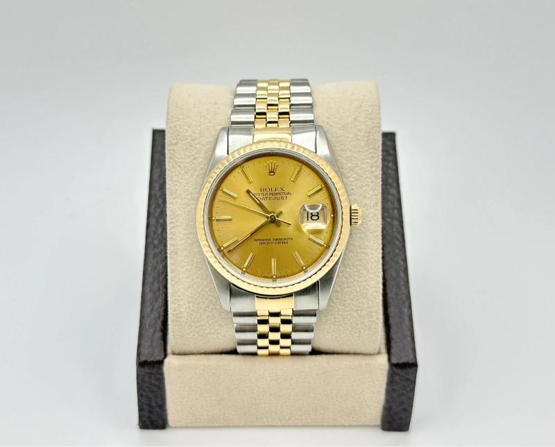 Rolex Datejust 16233 36mm Champagne Dial 18k Yellow Gold Stainless Steel - 2