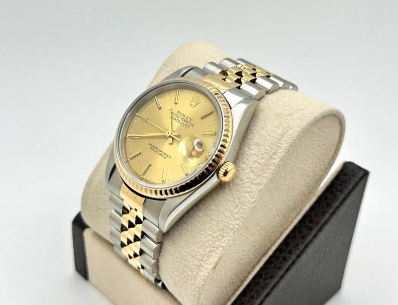 Rolex Datejust 16233 36mm Champagne Dial 18k Yellow Gold Stainless Steel - 3