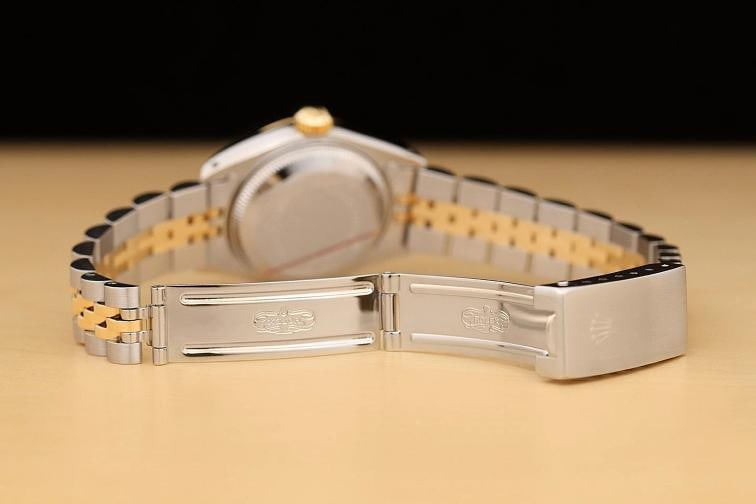 ROLEX LADIES DATEJUST ICE BLUE DIAMOND TWO TONE 18K YELLOW GOLD 69173 WATCH - 10