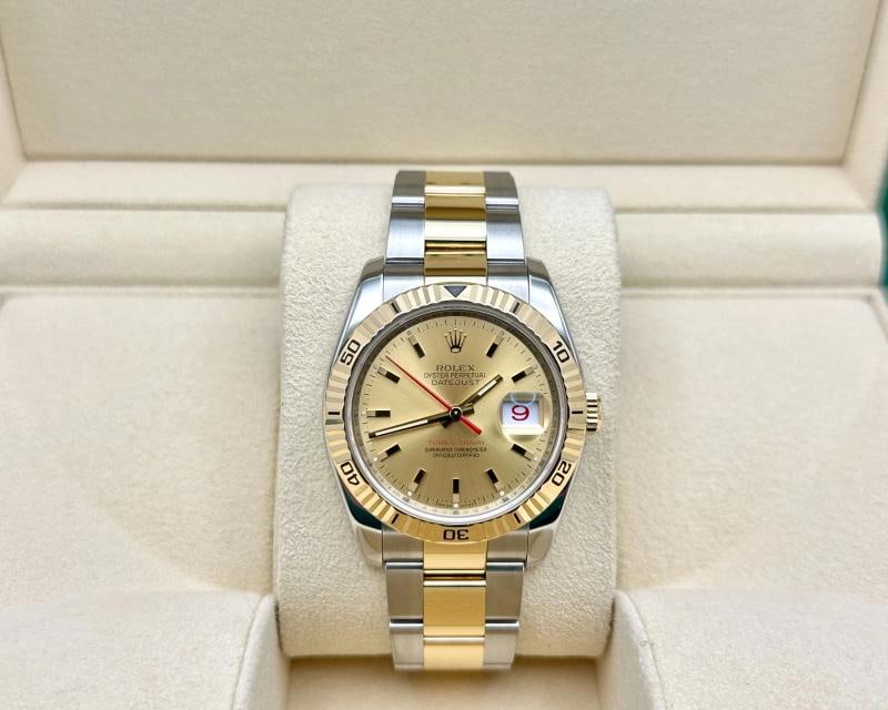 2026 Service Rolex Datejust Turn-O-Graph 116263 36mm 18k Gold Steel Box Paper - 4