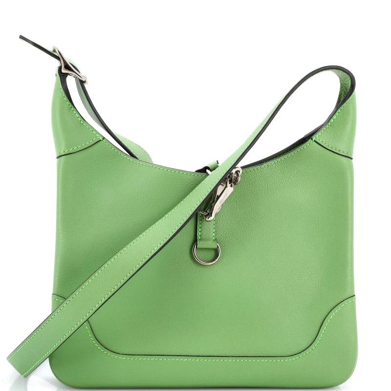 Hermes Trim Duo Bag Evercolor 24: Condition: Pre-owned - Excellent,Brand: Hermes,Exterior Material: Leather,Style: Cross Body Bags,Exterior Color: Green,Department: Women,Size: 24Estimated Retail Price: $5,300Condition: Great.