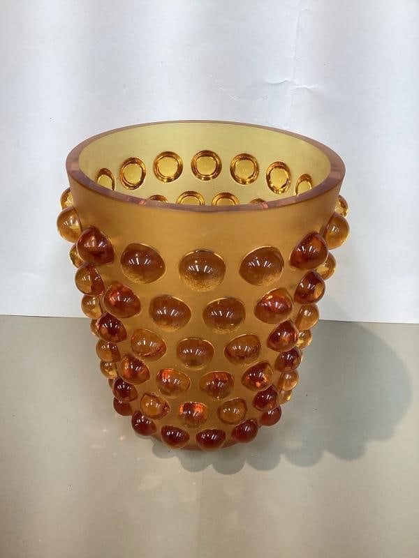 Xl Lalique Style Mossi Crystal Vase H8â€? Maker Unknown Heavy Art Glass Limited E - 11