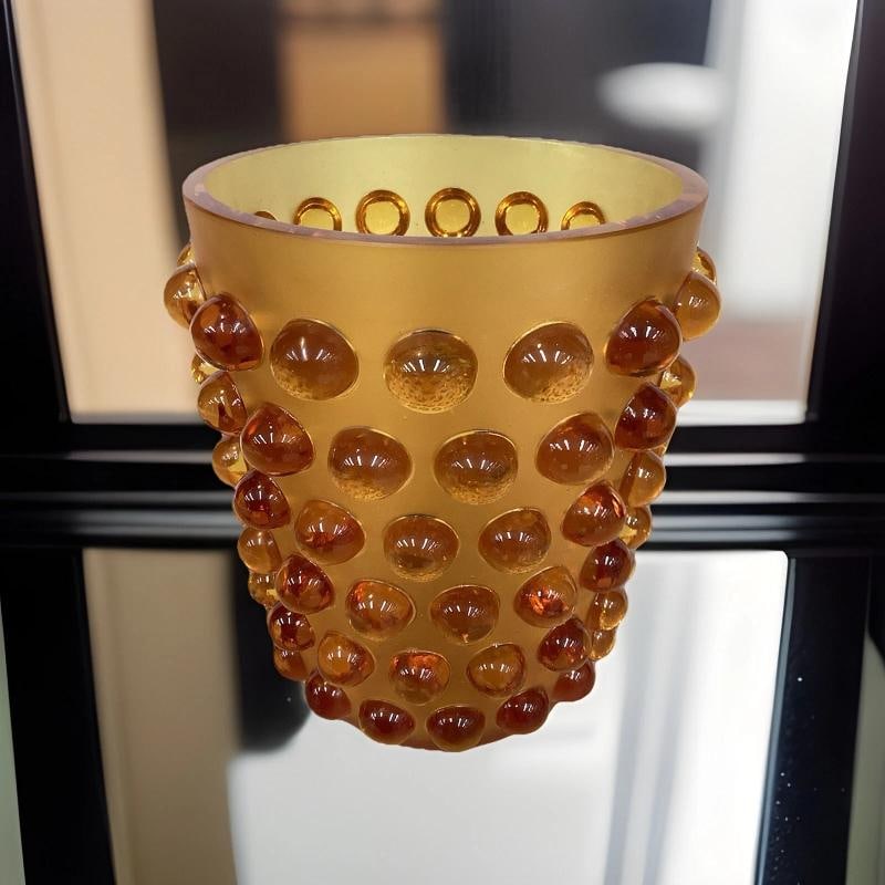 Xl Lalique Style Mossi Crystal Vase H8â€? Maker Unknown Heavy Art Glass Limited E - 12