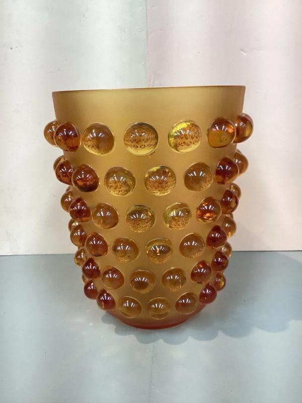 Xl Lalique Style Mossi Crystal Vase H8â€? Maker Unknown Heavy Art Glass Limited E - 13