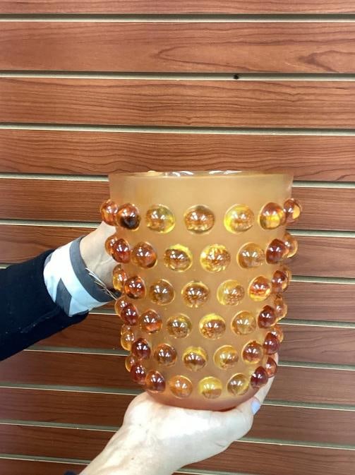 Xl Lalique Style Mossi Crystal Vase H8â€? Maker Unknown Heavy Art Glass Limited E - 4