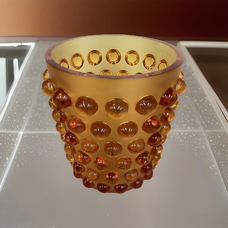 Xl Lalique Style Mossi Crystal Vase H8â€? Maker Unknown Heavy Art Glass Limited E - 7