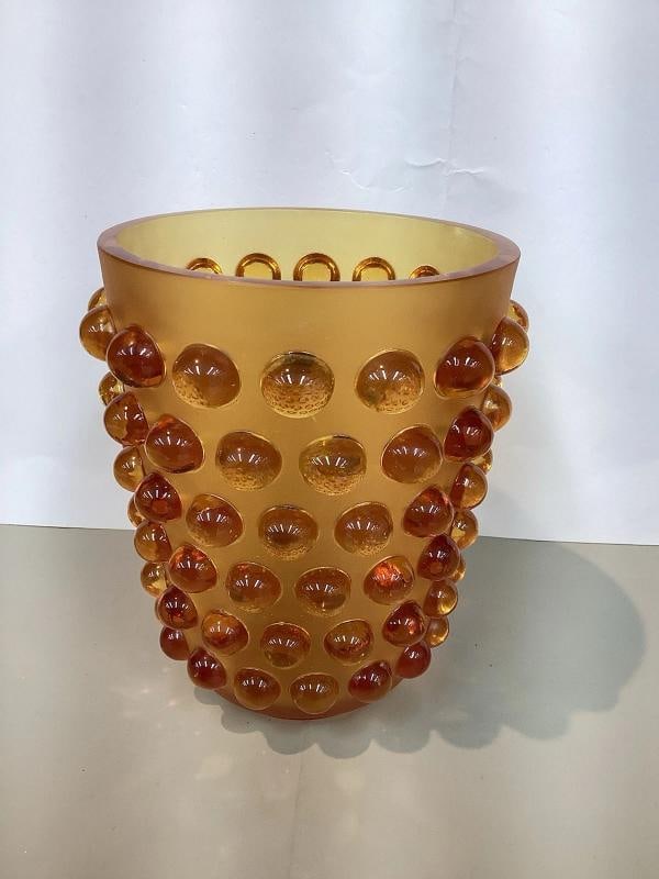 Xl Lalique Style Mossi Crystal Vase H8â€? Maker Unknown Heavy Art Glass Limited E - 8