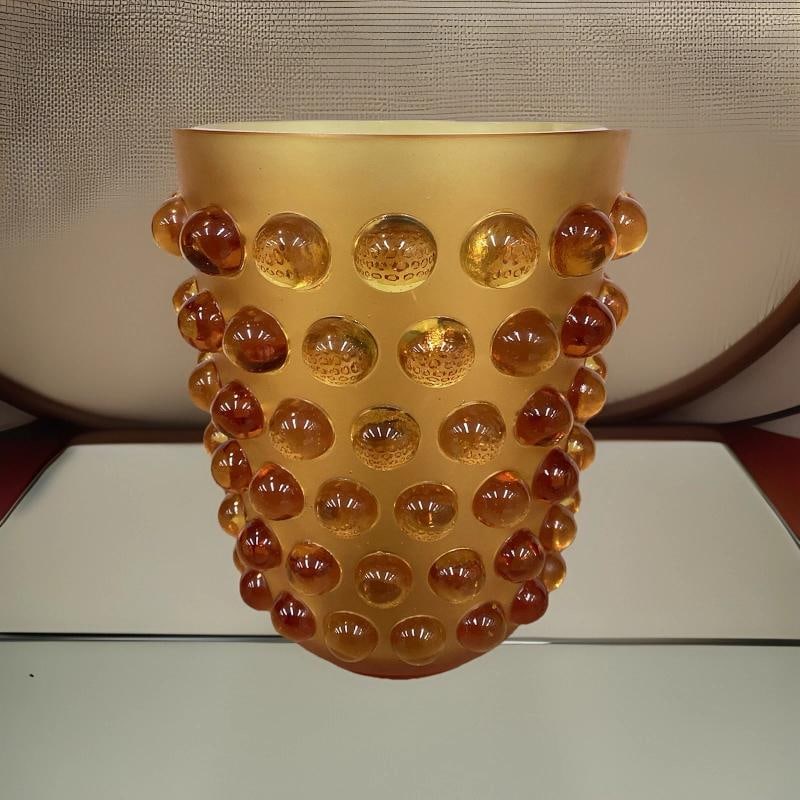 Xl Lalique Style Mossi Crystal Vase H8â€? Maker Unknown Heavy Art Glass Limited E - 9
