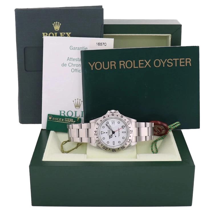 2006 PAPERS MINT Rolex Explorer II White 16570 40mm Polar GMT Watch Box - 11