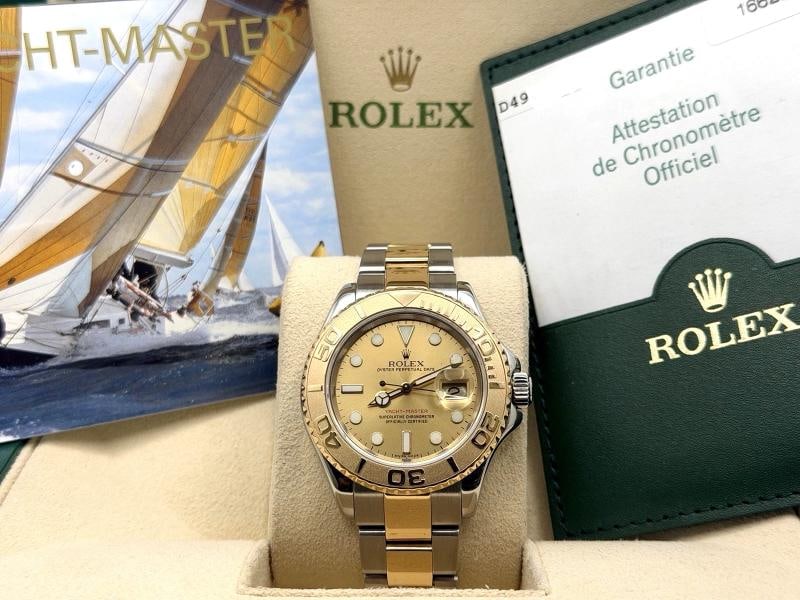Rolex Yacht Master 16623 40mm Champagne Dial 18K Yellow Gold Steel Box Papers - 13