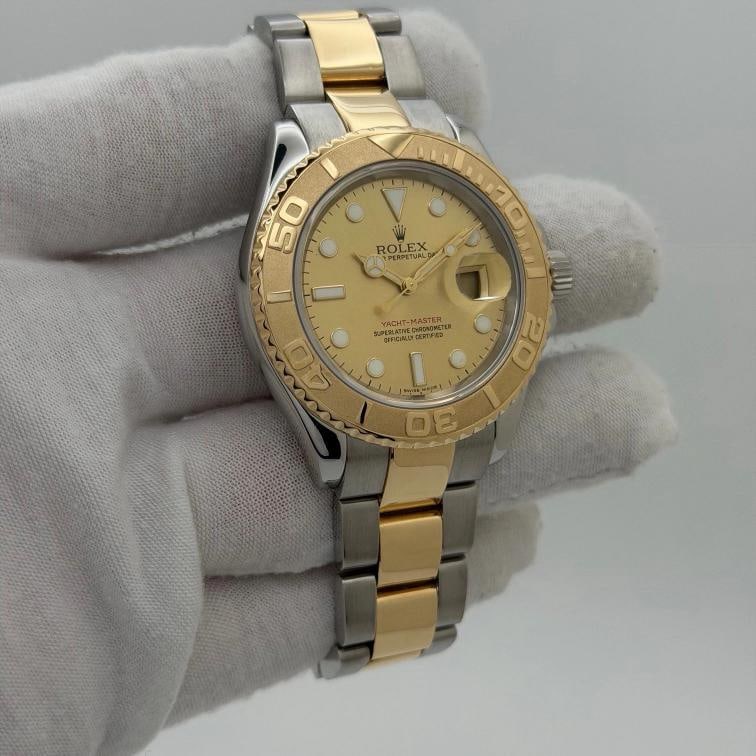 Rolex Yacht Master 16623 40mm Champagne Dial 18K Yellow Gold Steel Box Papers - 4