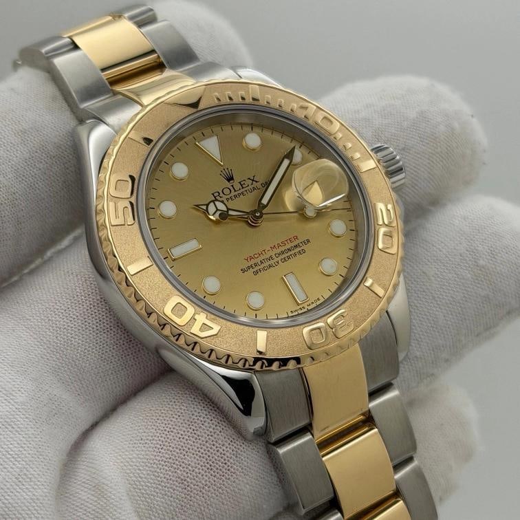 Rolex Yacht Master 16623 40mm Champagne Dial 18K Yellow Gold Steel Box Papers - 6