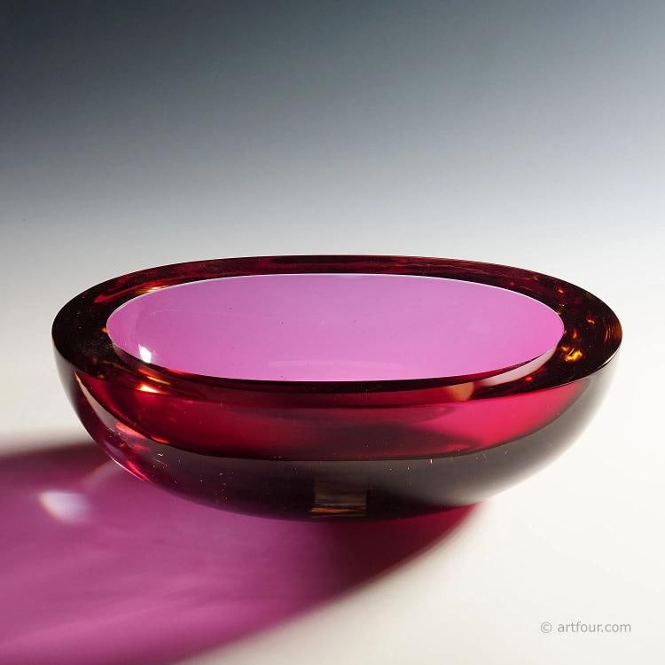Large Seguso Vetri d'Arte Murano Sommerso Glass Bowl 1960s - 2