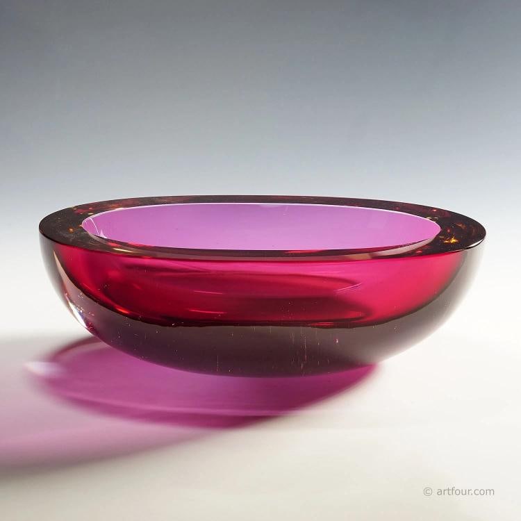Large Seguso Vetri d'Arte Murano Sommerso Glass Bowl 1960s - 3