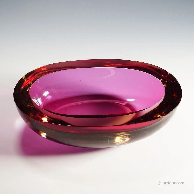 Large Seguso Vetri d'Arte Murano Sommerso Glass Bowl 1960s - 4