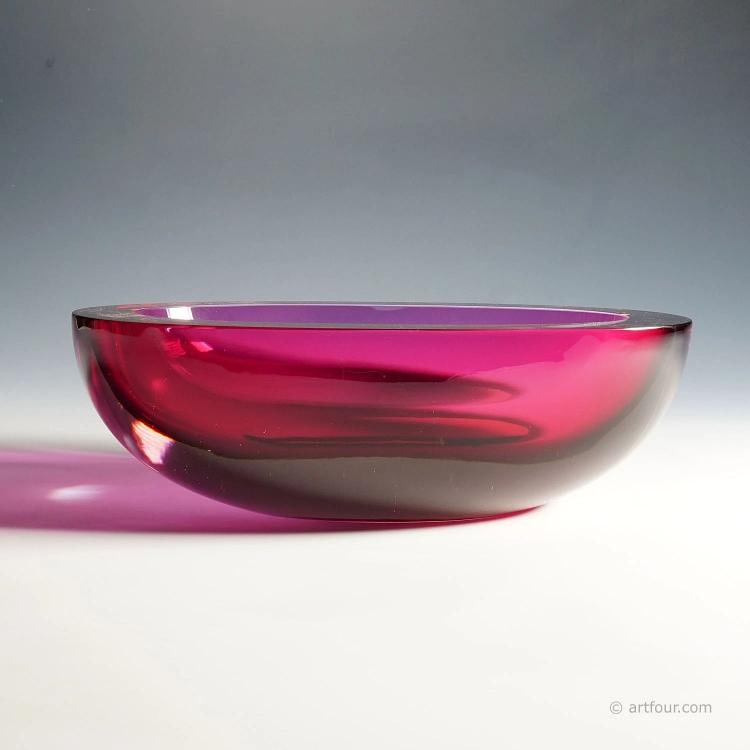 Large Seguso Vetri d'Arte Murano Sommerso Glass Bowl 1960s - 5