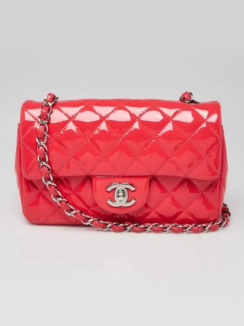 Chanel Pink Quilted Patent Leather Classic Rectangular Mini Flap Bag (1 of 12)