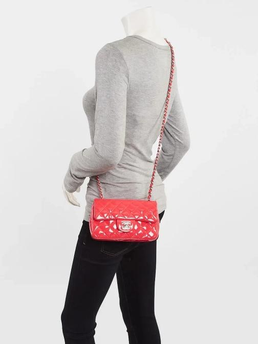 Chanel Pink Quilted Patent Leather Classic Rectangular Mini Flap Bag - 2
