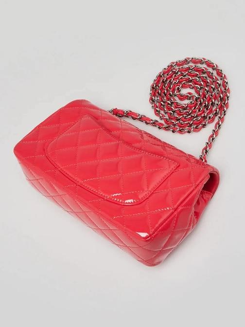 Chanel Pink Quilted Patent Leather Classic Rectangular Mini Flap Bag - 3