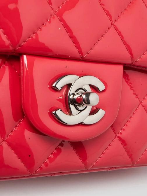 Chanel Pink Quilted Patent Leather Classic Rectangular Mini Flap Bag - 5