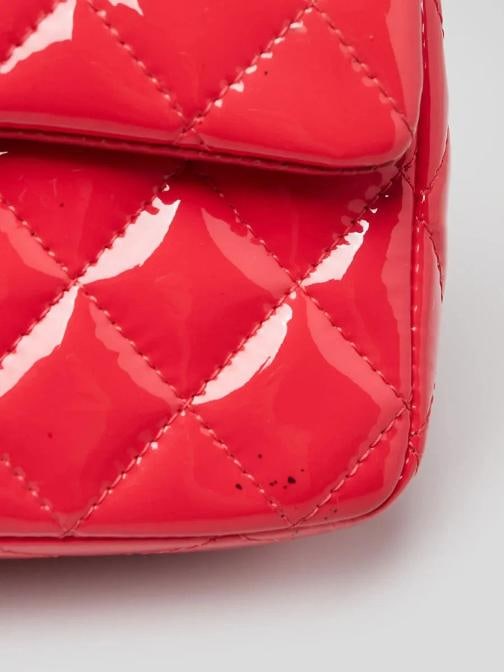 Chanel Pink Quilted Patent Leather Classic Rectangular Mini Flap Bag - 6