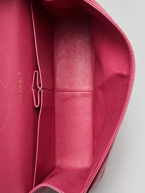 Chanel Pink Quilted Lambskin Leather Classic Jumbo Double Flap Bag - 8
