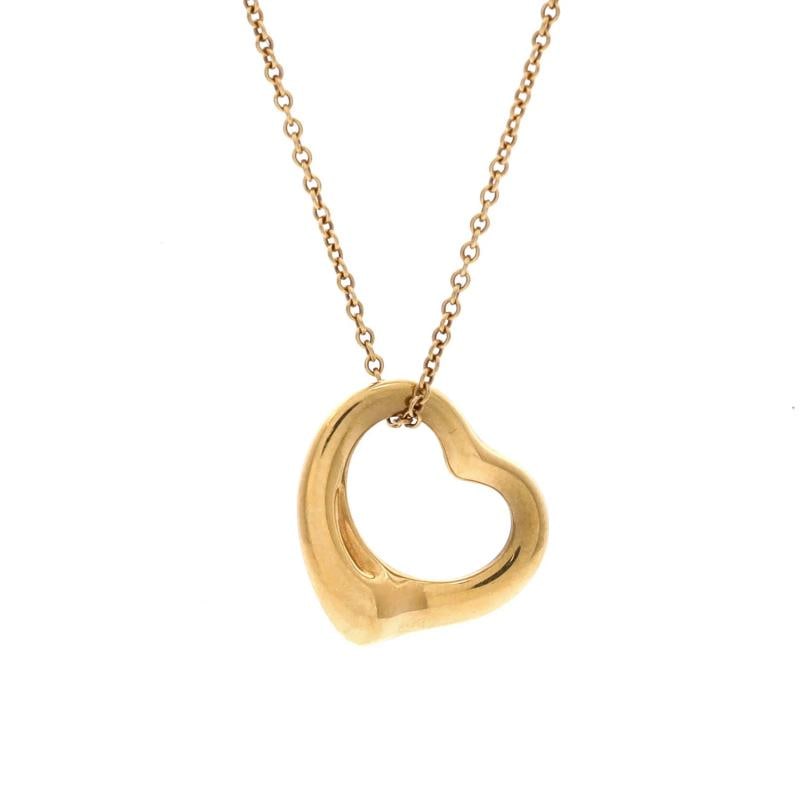 Tiffany & Co. Elsa Peretti Open Heart Pendant Necklace 18K Yellow Gold 16mm: Condition: Pre-owned - Good,Brand: Tiffany & Co.,Main Stone: Unknown,Metal: 18K Yellow Gold,Metal Purity: 18K,Style: Pendant,Type: Necklace,Color: Yellow Gold,Material: 18K Yellow Gold