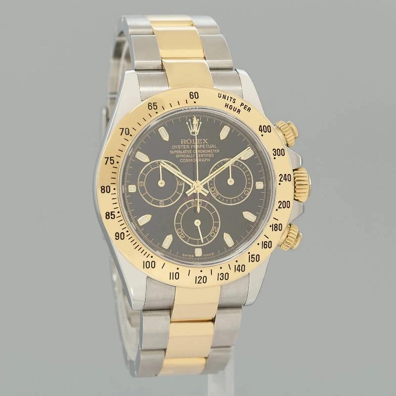 MINT Rolex Daytona 116523 Chronograph Black Steel Yellow Gold Two Tone Watch Box - 3