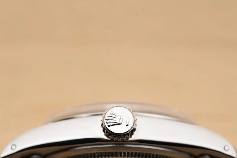 ROLEX OYSTER PERPETUAL DATE 1500 BLUE DIAMOND DIAL STAINLESS STEEL 34MM WATCH - 9