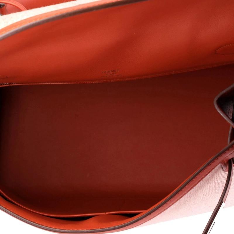 Hermes Kelly Handbag Toile and Brown Swift with Palladium Hardware 28 - 6