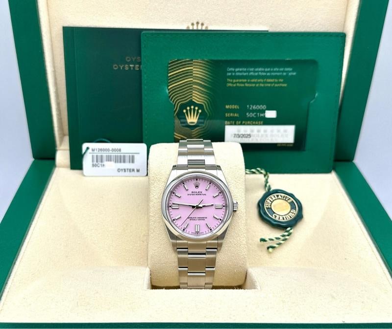 2025 Rolex Oyster Perpetual 126000 36mm Candy Pink Dial Steel Box Papers - 2