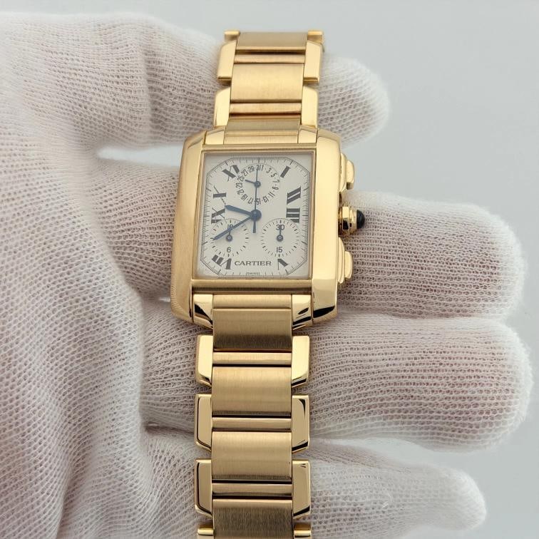 Cartier Tank Francaise Chronoflex Chronograph 1830 28mm x 36mm 18k Yellow Gold - 2
