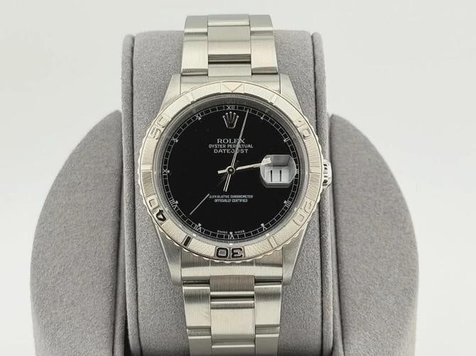 Rolex Datejust Turn O Graph Thunderbird 16264 36mm Black Dial 18k Gold Steel - 2