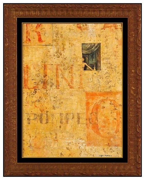 John Morris Original Oil Paint on Canvas Board Abstract Signed Framed Artwork: Condition: Used,Unit of Sale: Single Piece,Artist: John Morris,Signed: Yes,Title: Scenes from Pompeo,Material: Canvas,Certificate of Authenticity (COA): Yes,Framing: Framed,Type: