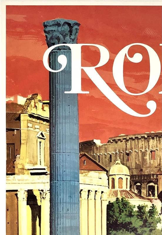 Original Vintage Poster ROME NATIONAL AIRLINES Airline Travel Tourism Italy OL - 2