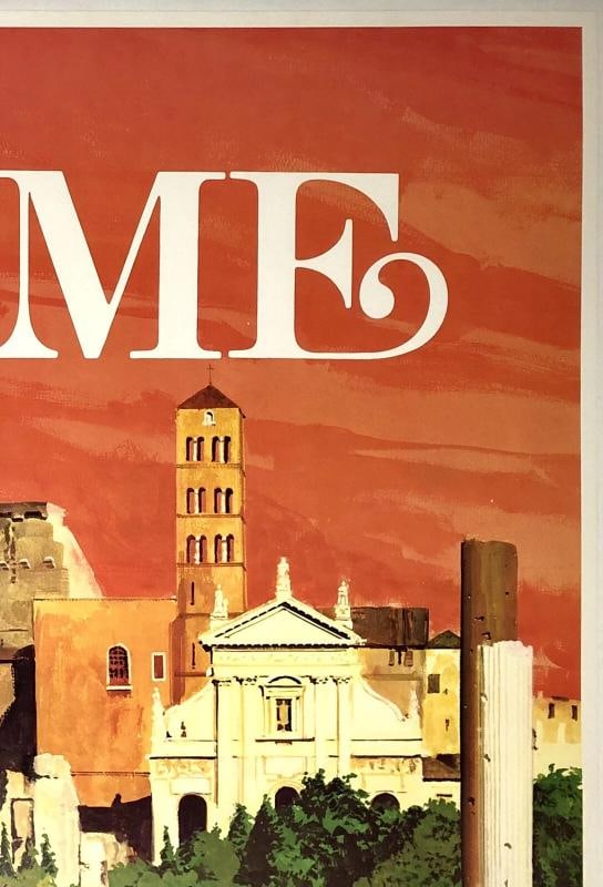 Original Vintage Poster ROME NATIONAL AIRLINES Airline Travel Tourism Italy OL - 3