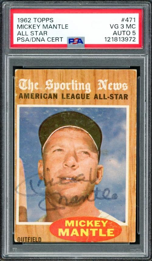 Mickey Mantle Signed 1962 Topps Card 471 New York Yankees PSA 3 Auto 5 PSA/DNA: Condition: Ungraded - Very good: Not in original packaging or professionally graded ,Player/Athlete: Mickey Mantle,Player: Mickey Mantle,Team: New York Yankees,Sport: Baseball,Product: