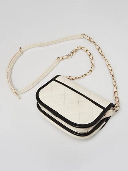 Chanel White/Black Quilted Grained Leather Mini Flap Messenger Bag - 3