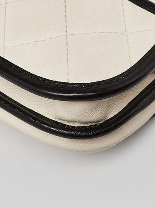 Chanel White/Black Quilted Grained Leather Mini Flap Messenger Bag - 4