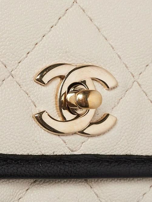 Chanel White/Black Quilted Grained Leather Mini Flap Messenger Bag - 5