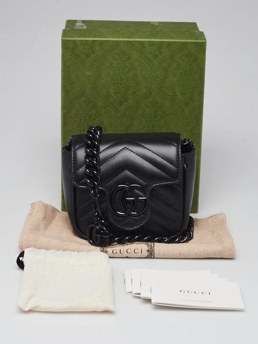Gucci Black Quilted Leather Marmont Shoulder/Waist Bag - 12
