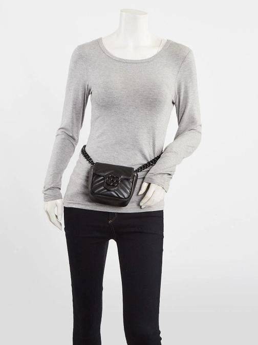 Gucci Black Quilted Leather Marmont Shoulder/Waist Bag - 2