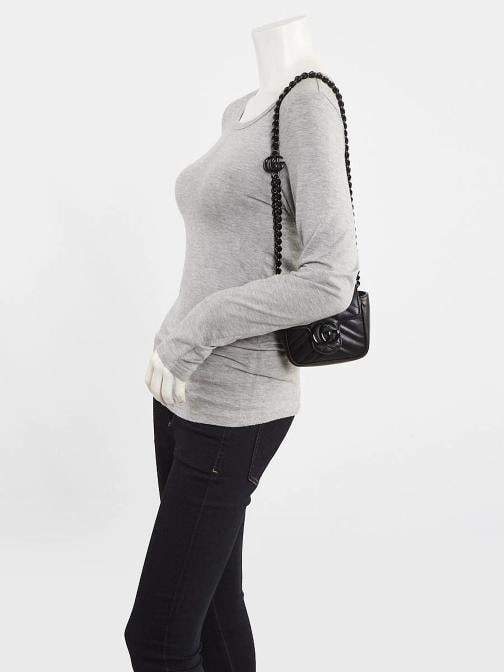 Gucci Black Quilted Leather Marmont Shoulder/Waist Bag - 3