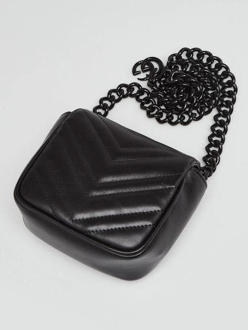 Gucci Black Quilted Leather Marmont Shoulder/Waist Bag - 4