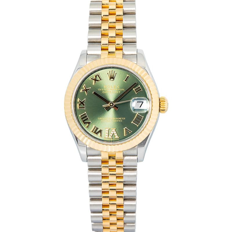 Rolex Datejust 278273 2019 Card Jubilee 18k YG Two Tone Green Dial Auto Lady 31m: Condition: Pre-owned - Good: This item has been gently used but is in good condition. It might have a few signs of wear, like light scratches or tarnishing.g. ,Brand: Rolex,Movement: