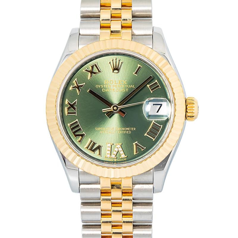 Rolex Datejust 278273 2019 Card Jubilee 18k YG Two Tone Green Dial Auto Lady 31m - 2